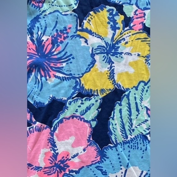 Lilly Pulitzer Marlowe Dress Navy Big Flirt Print Soft T-Shirt 3/4 Sleeve Sz XXS - Picture 4 of 10